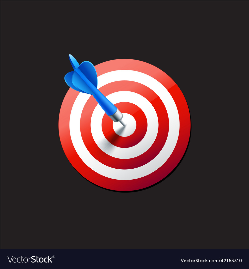 Realistic dart stuck in a dartboard Royalty Free Vector