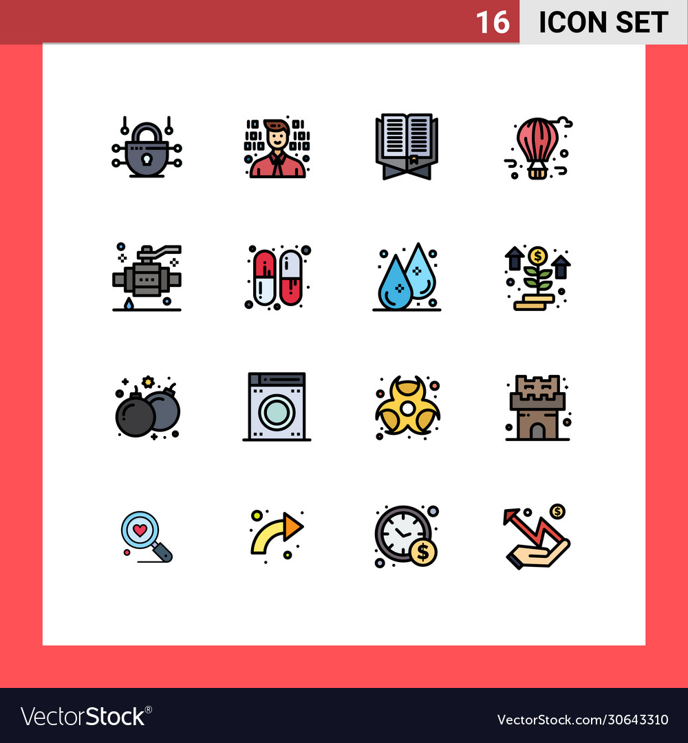 Set 16 modern ui icons symbols signs for pipe