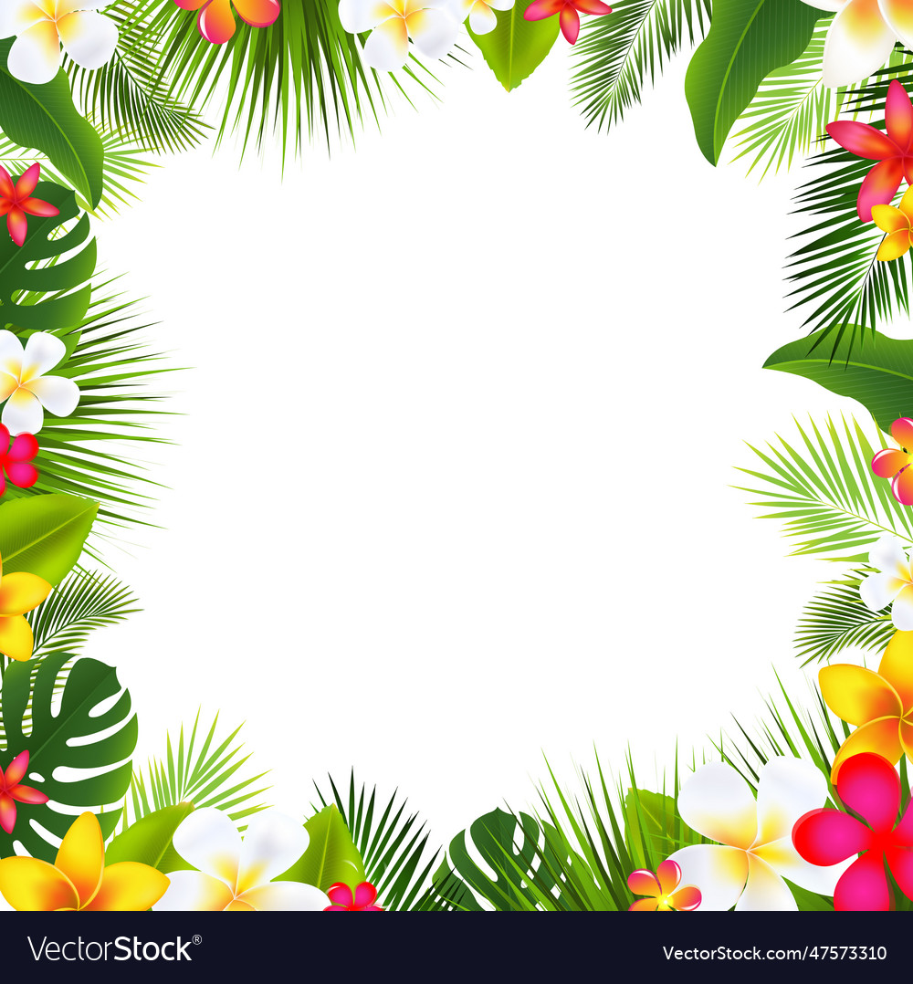 Tropical palm leaves frame poster Royalty Free Vector Image