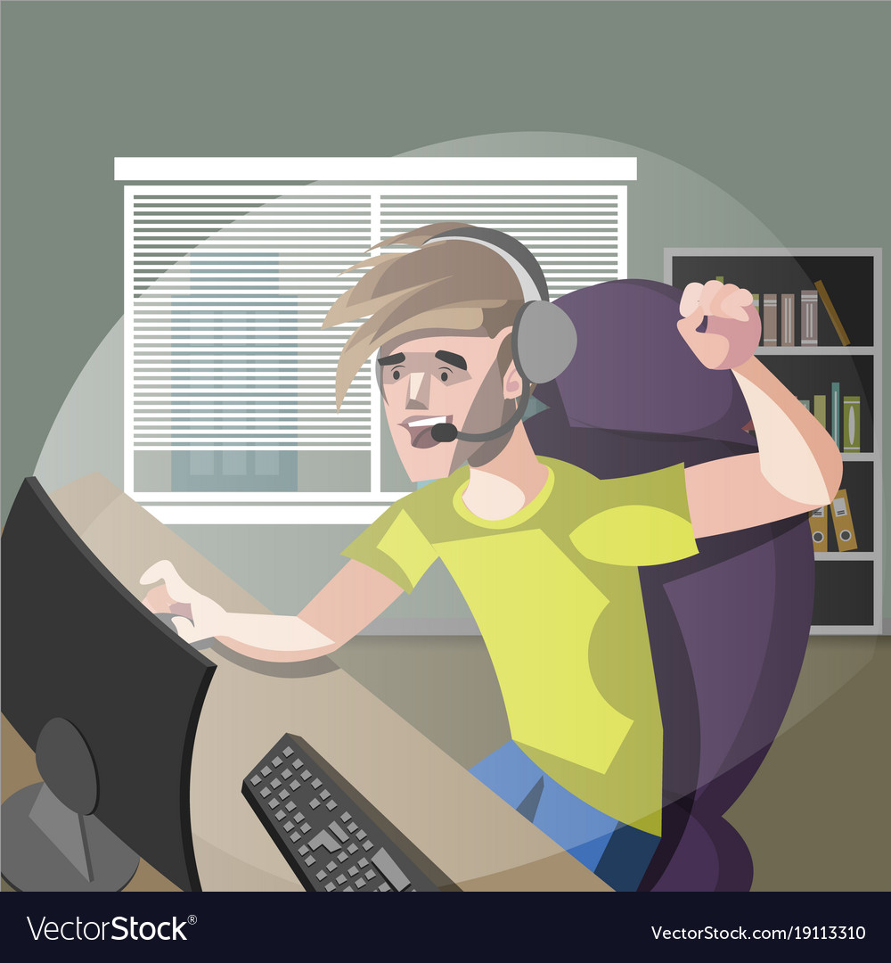 Playing computer games Royalty Free Vector Image