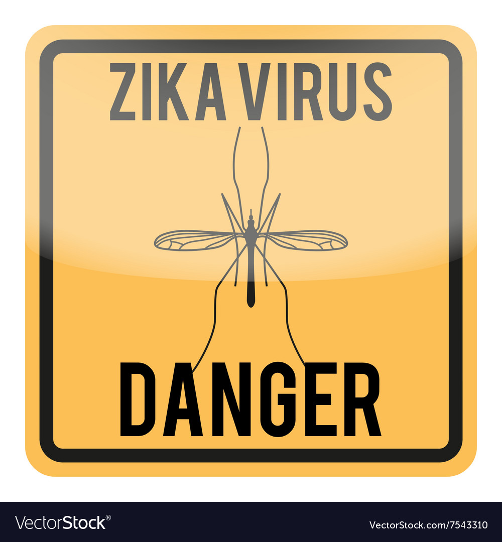 Zika virus warning square sign Royalty Free Vector Image
