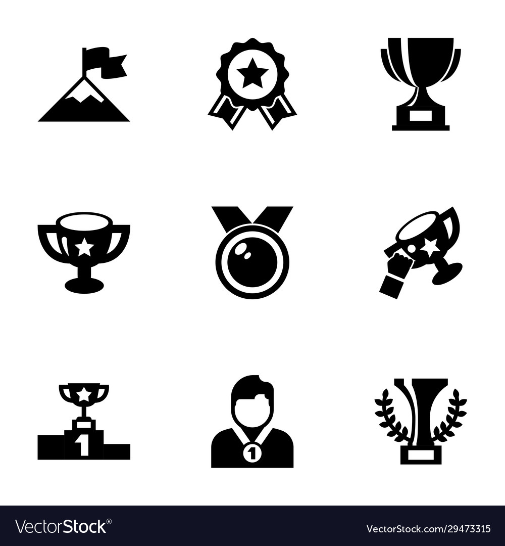 9 champion filled icons set isolated on white Vector Image