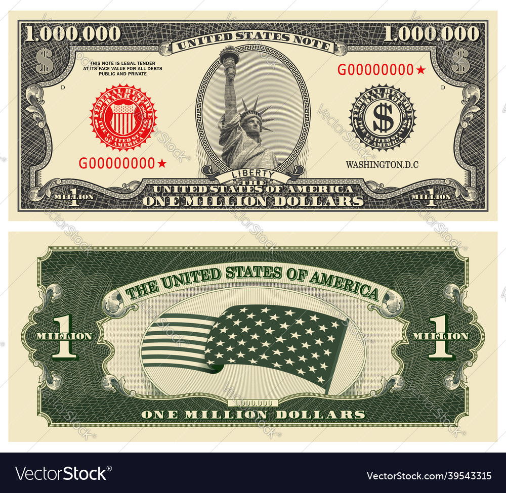 Fictional obverse and reverse of us paper money Vector Image