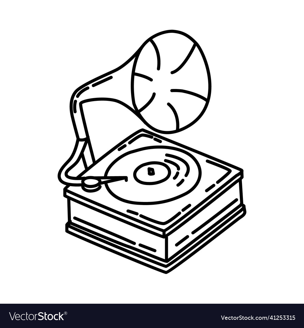 Gramophone icon doodle hand drawn or outline icon Vector Image