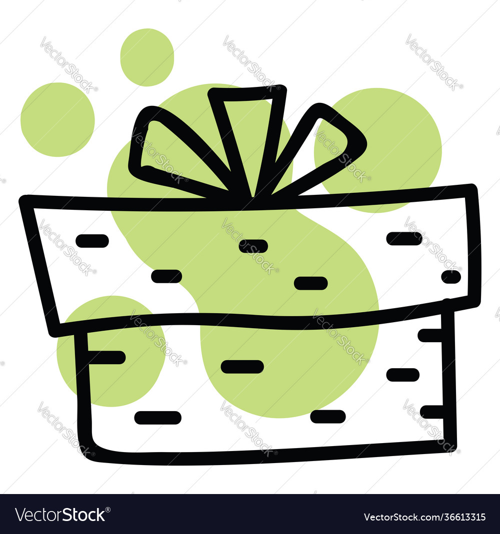 Present with a big ribbon on white background