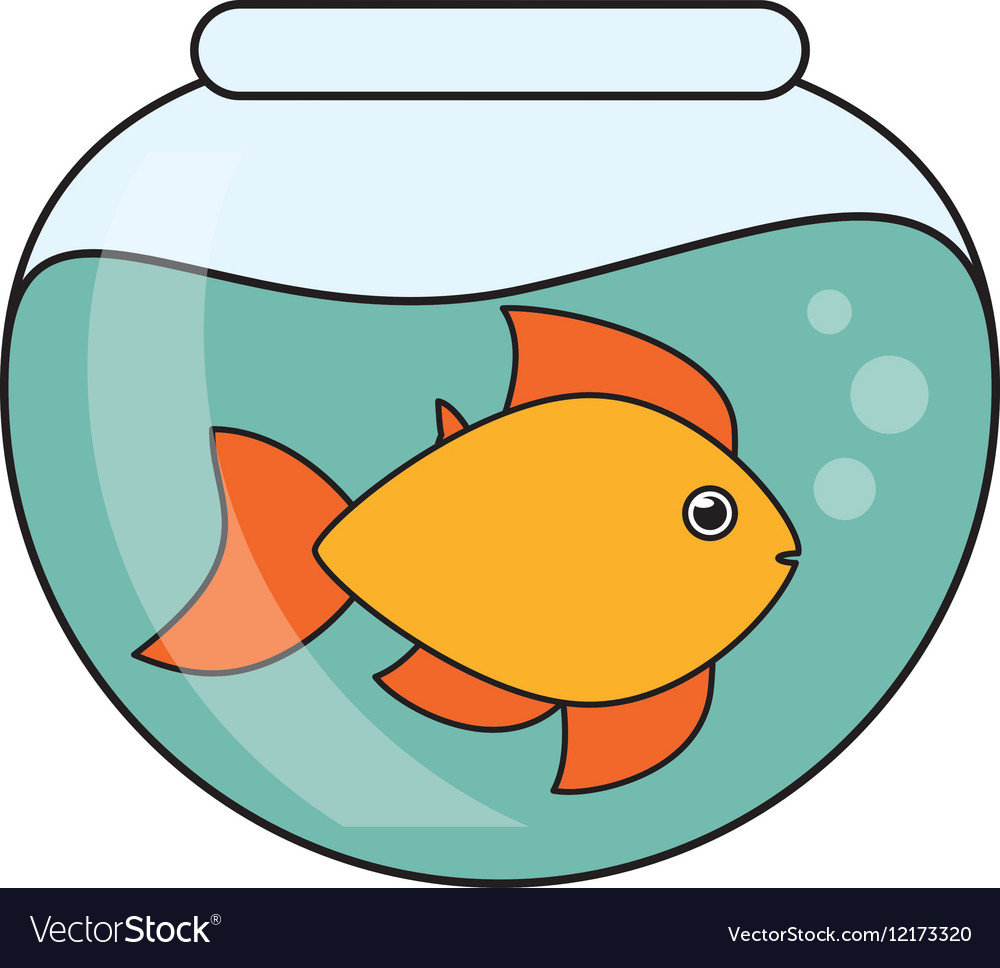 Fish animal cartoon inisde bowl design