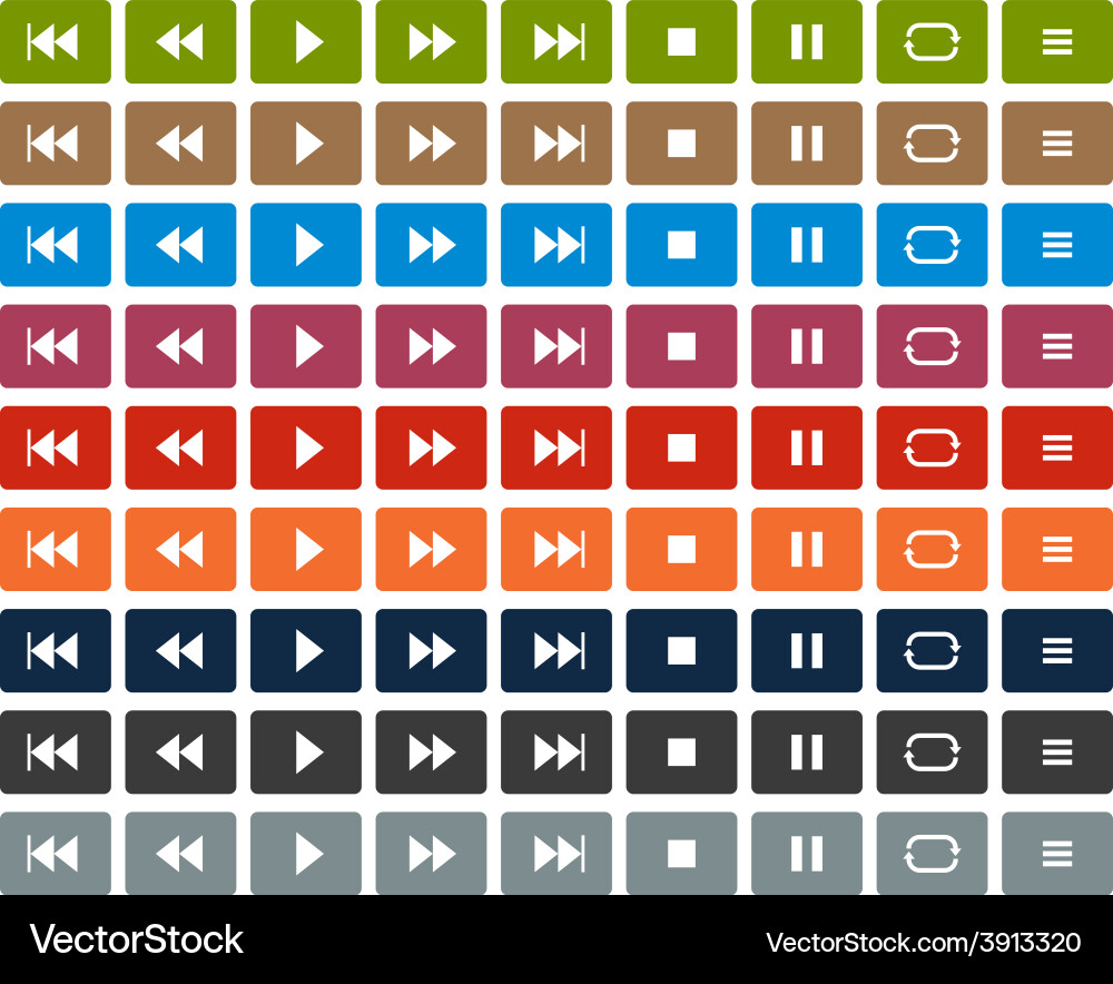 Flat player icons Royalty Free Vector Image - VectorStock