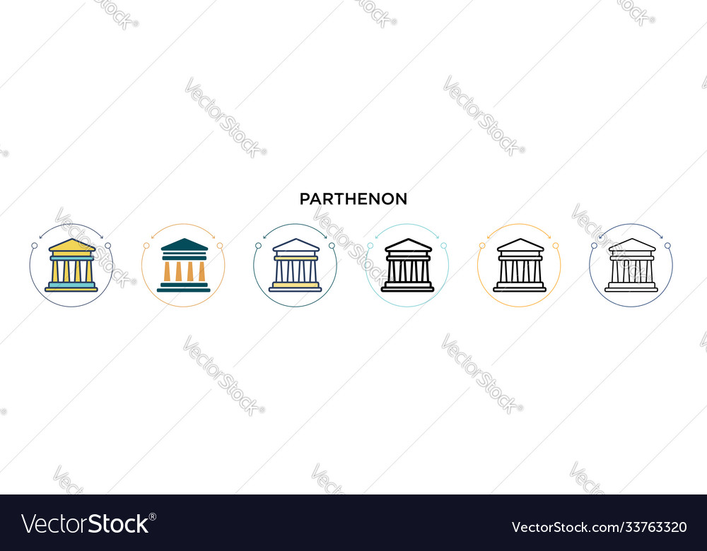 Parthenon icon in filled thin line outline