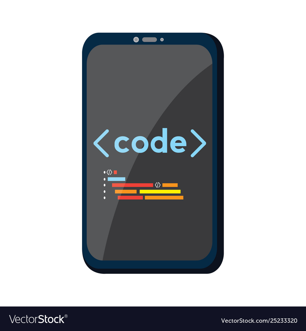 Programming code on a smartphone icon