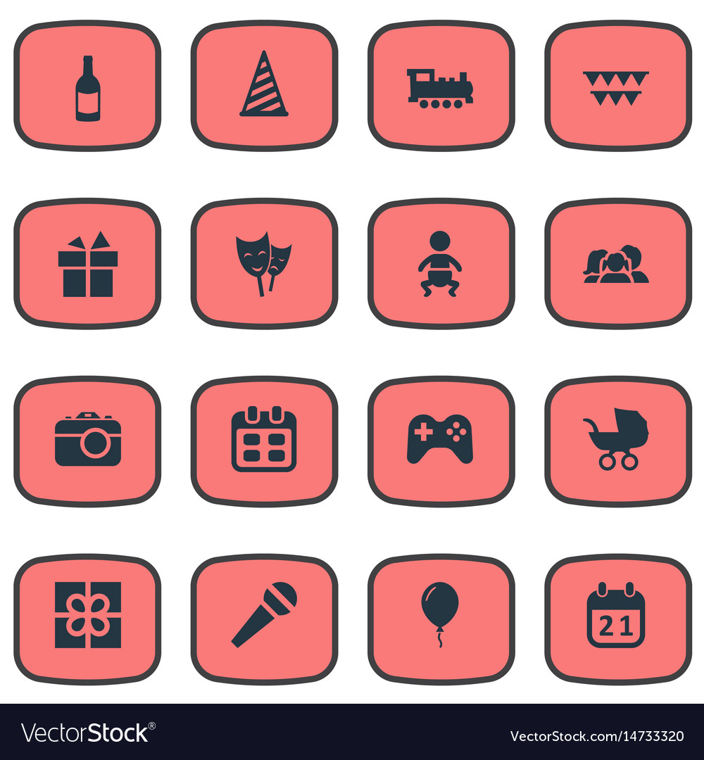 Set of simple birthday icons