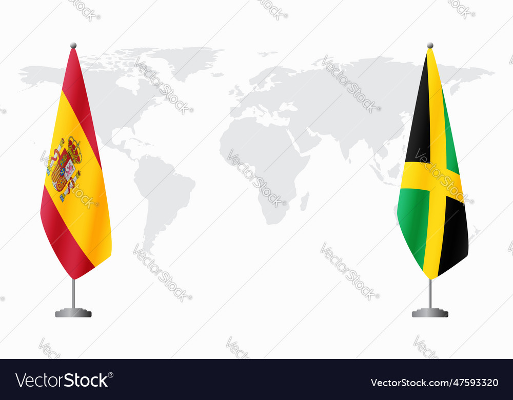 Spain and jamaica flags for official meeting Vector Image