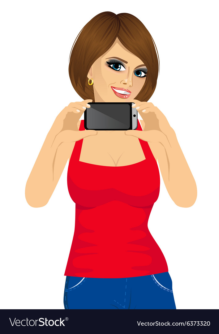 Young woman displaying her smartphone Royalty Free Vector