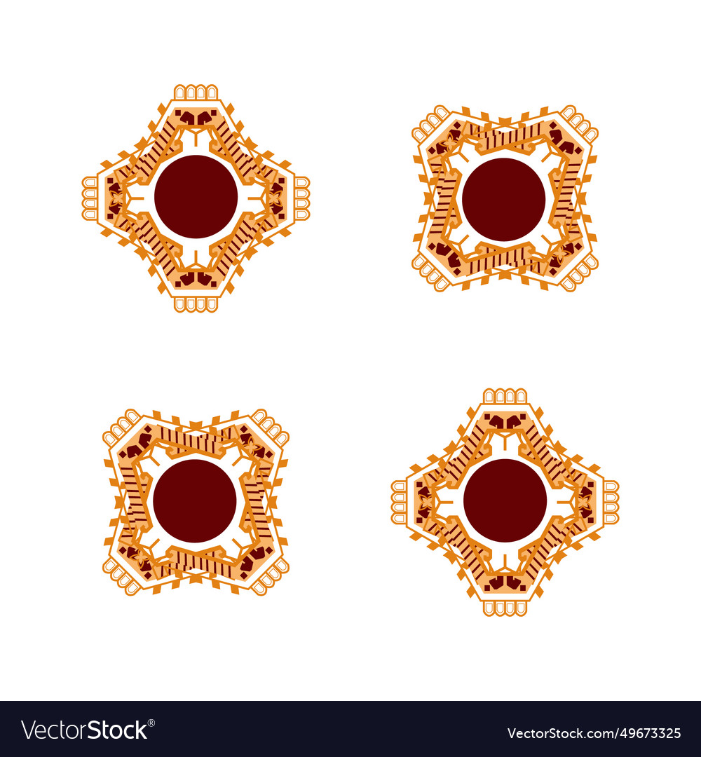 A set of four orange and red abstract designs