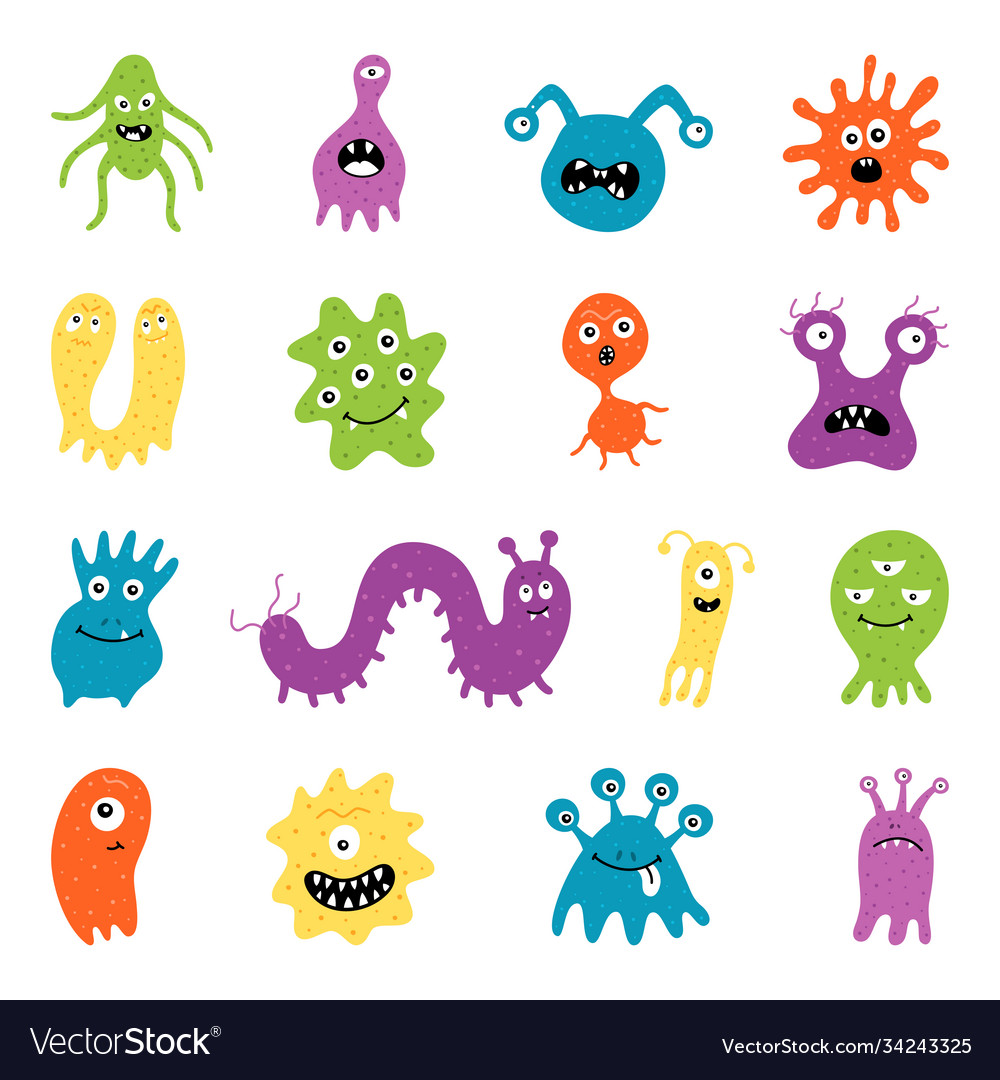 Germ characters collection set bacteria virus Vector Image