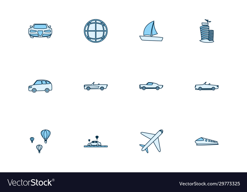 Isolated transportation vehicles line style icon