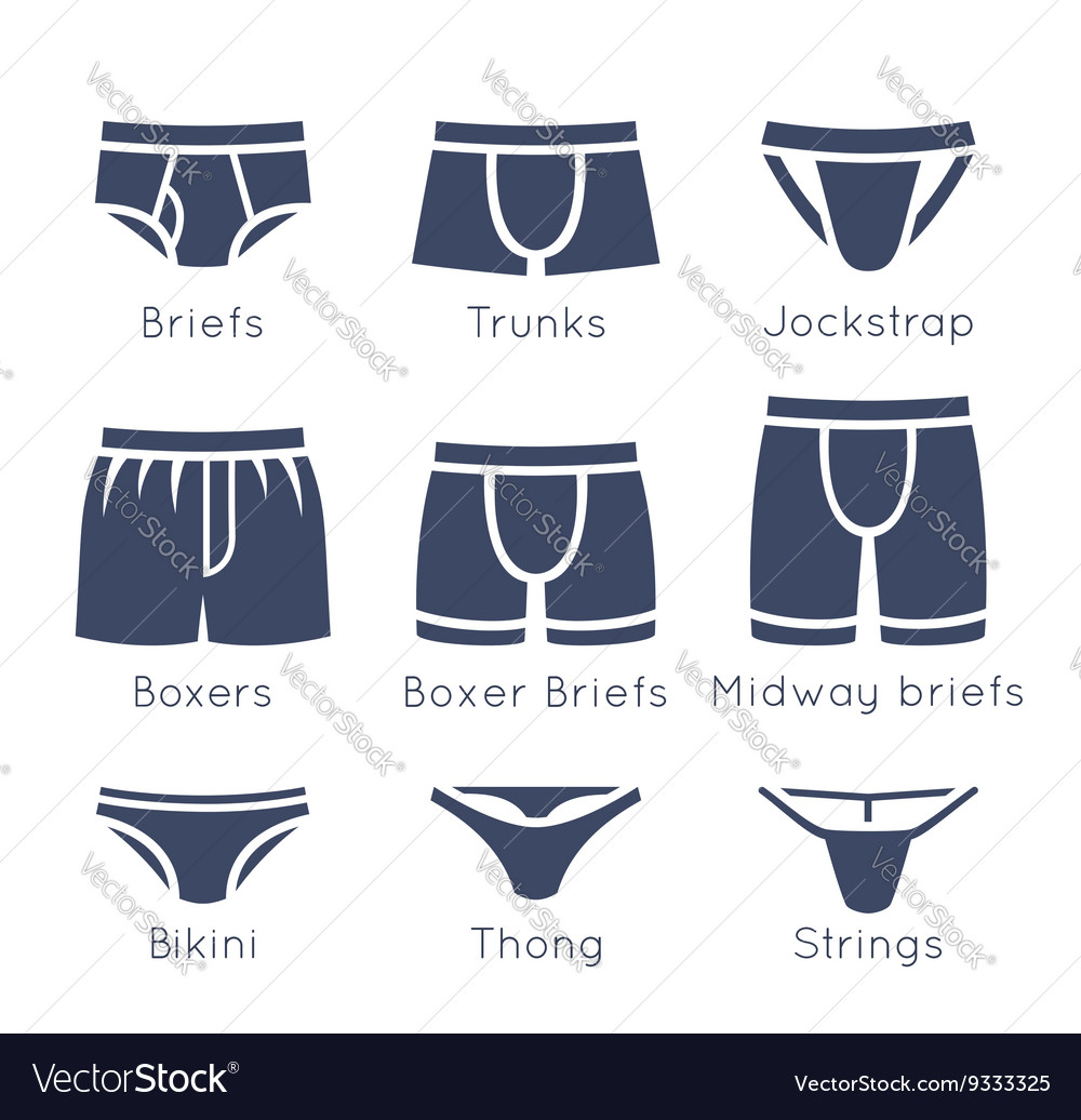 Male Underwear Types Flat Silhouettes Icons Vector Image