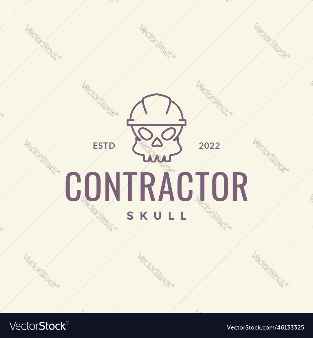 Skull contractor building helmet line hipster Vector Image