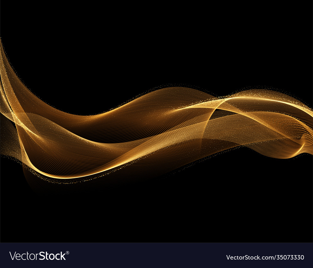 Abstract shiny golden wavy design element flow Vector Image