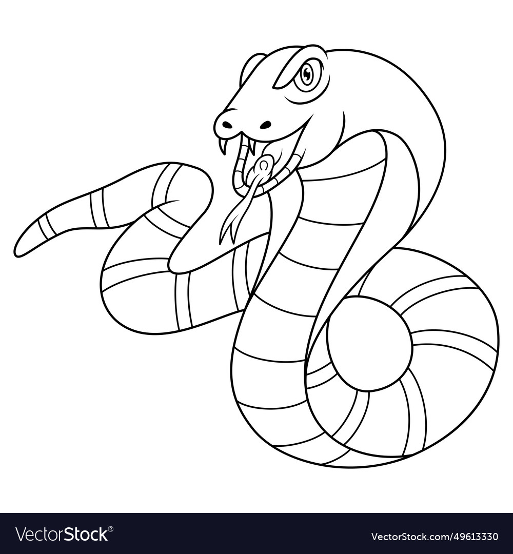 Cartoon king cobra snake line art Royalty Free Vector Image