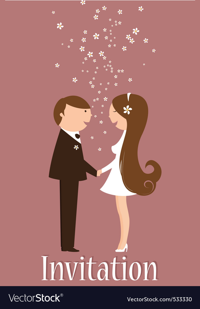 Cartoon Wedding Invitation Royalty Free Vector Image