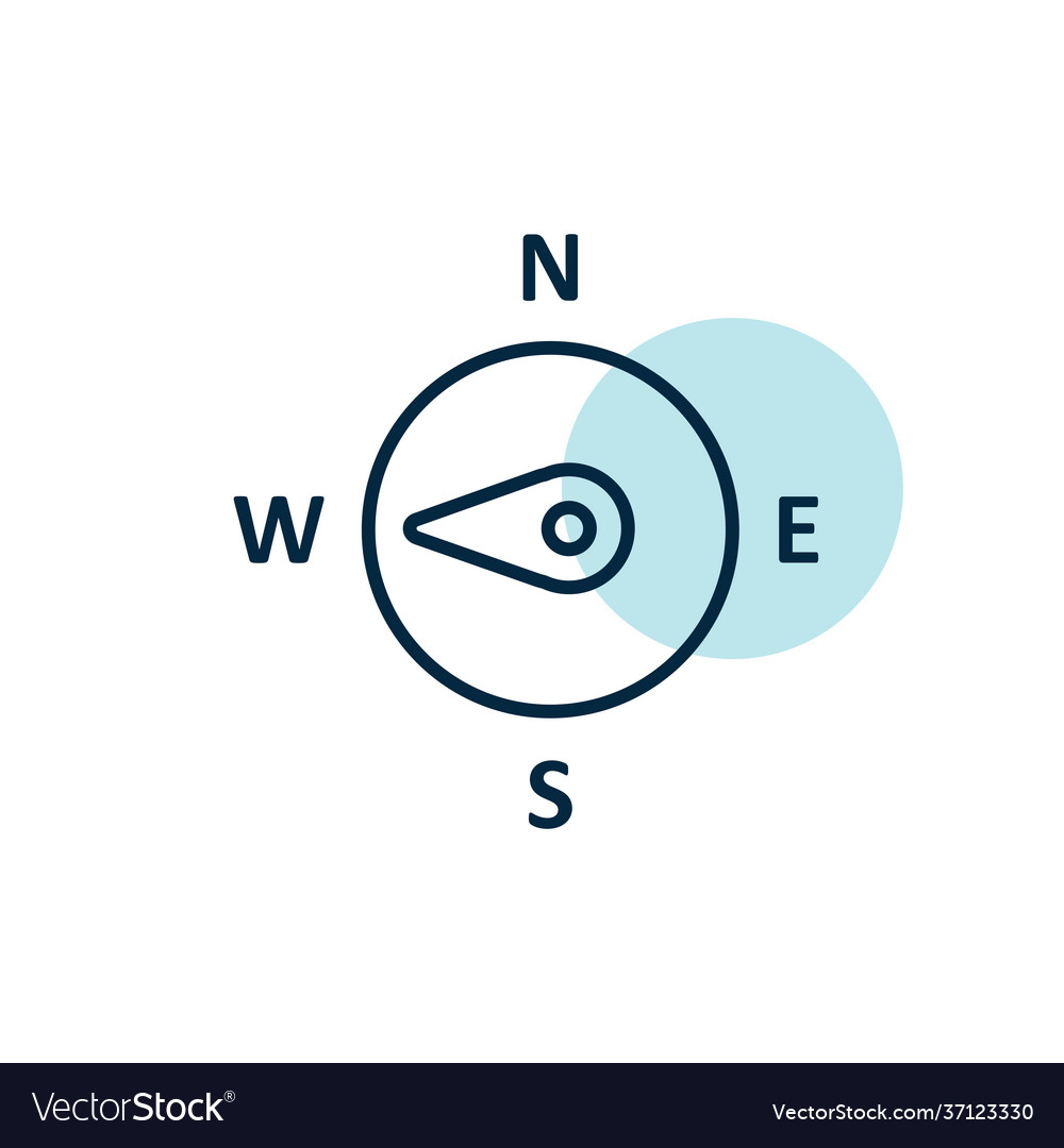 Compass wind rose icon direction west