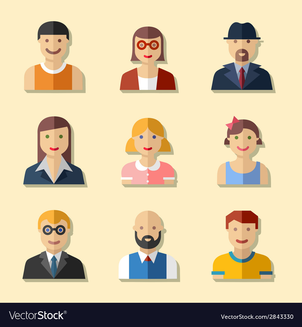 Flat avatar icons faces people icons Royalty Free Vector