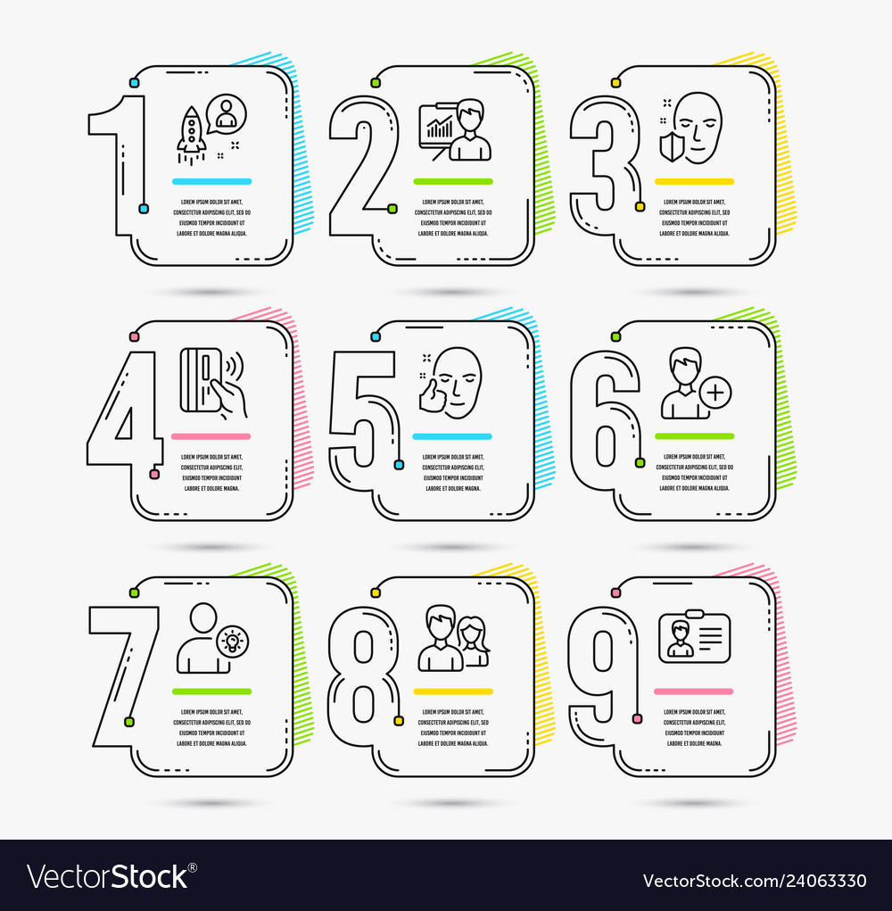 Infographic template with numbers 9 options set