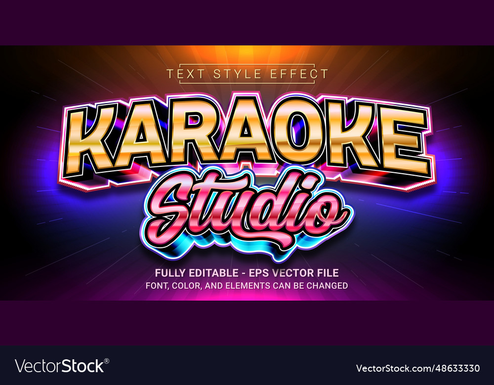 Karaoke studio text style effect editable graphic Vector Image