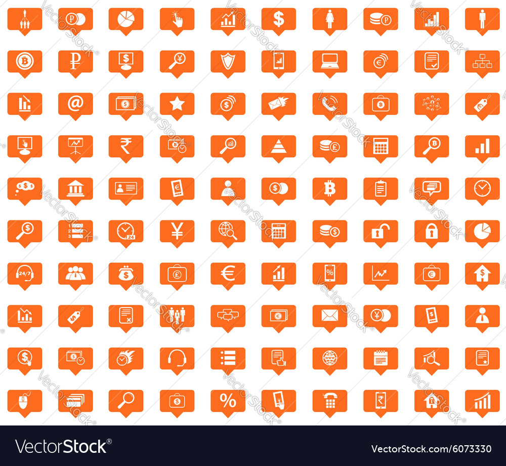 Management orange message icons set Royalty Free Vector