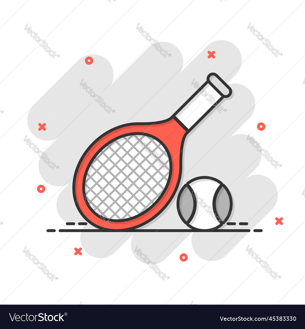 Tennis racket icon in comic style gaming racquet Vector Image