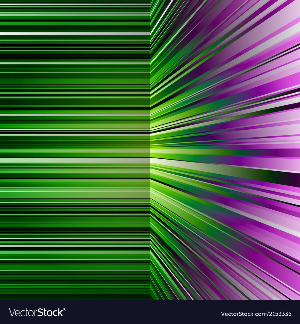 Abstract warped green and purple stripes