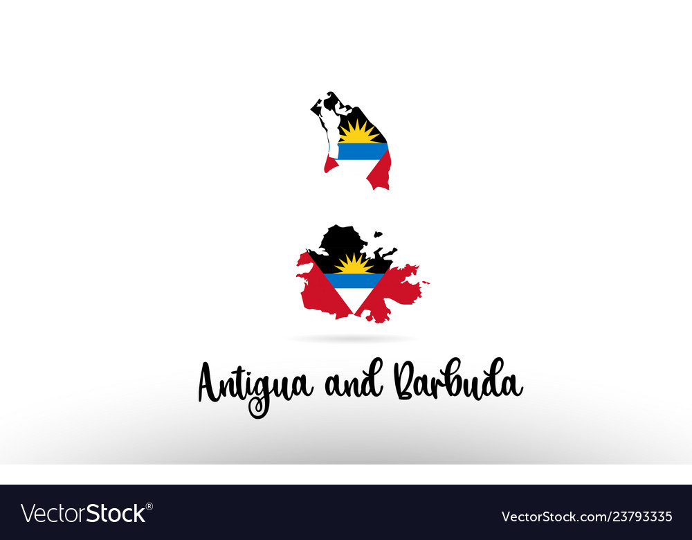 Antigua and barbuda country flag inside map