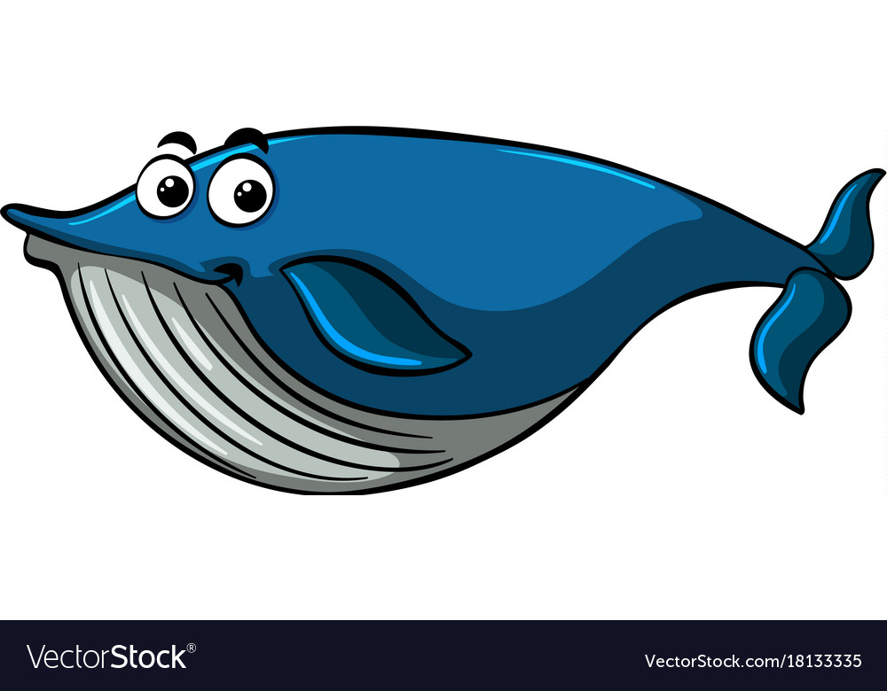 Blue whale with happy smile Royalty Free Vector Image