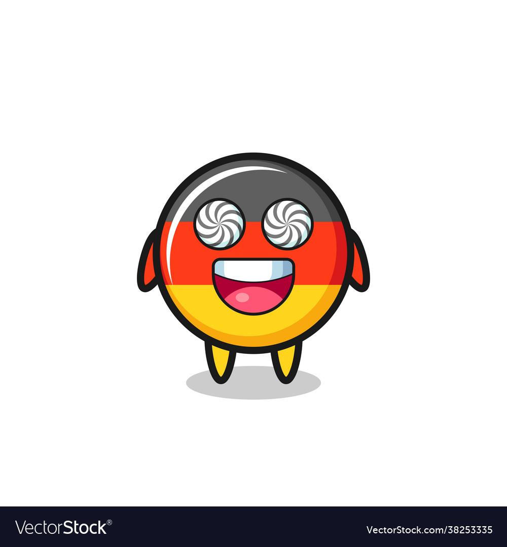 Cute germany flag badge character with hypnotized