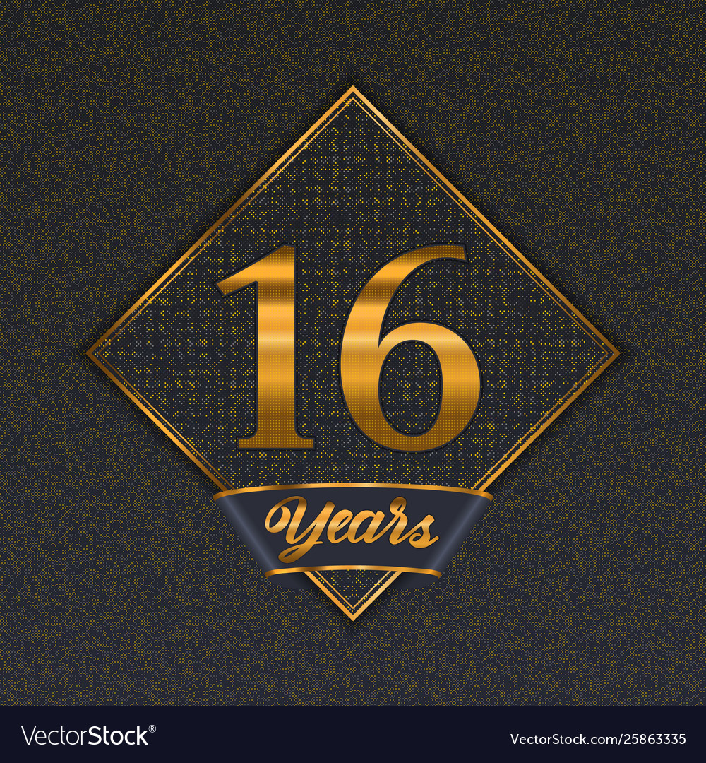 Golden number 16 templates Royalty Free Vector Image