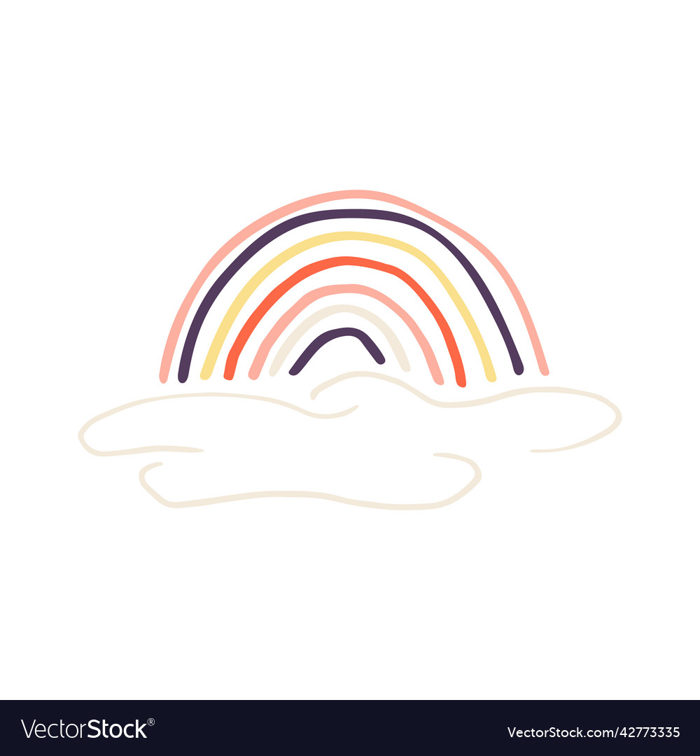 Hand drawn cute rainbow with clouds Royalty Free Vector