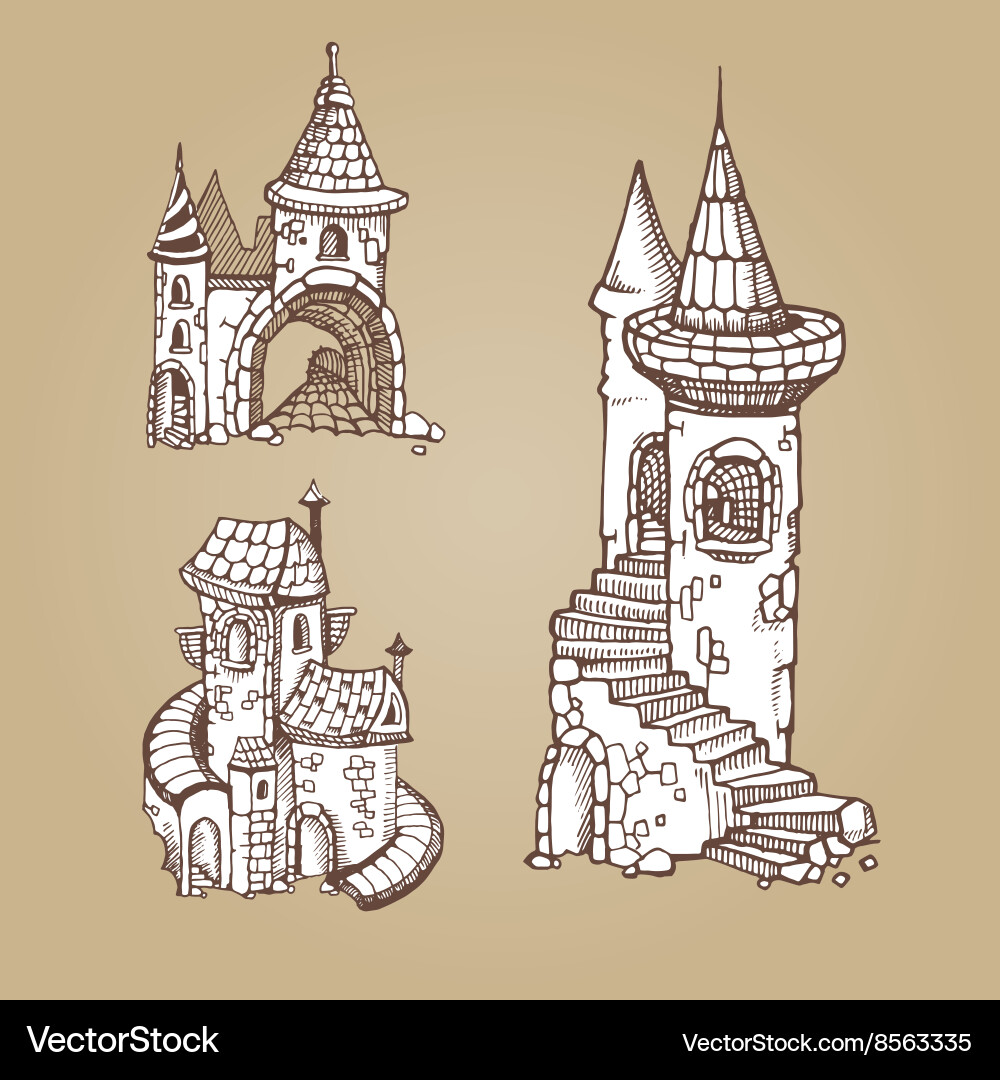 Medieval castles Royalty Free Vector Image - VectorStock