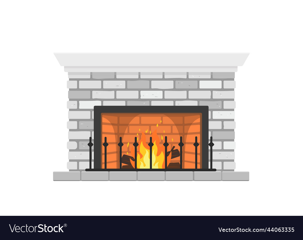 Retro fireplace isolated on white background