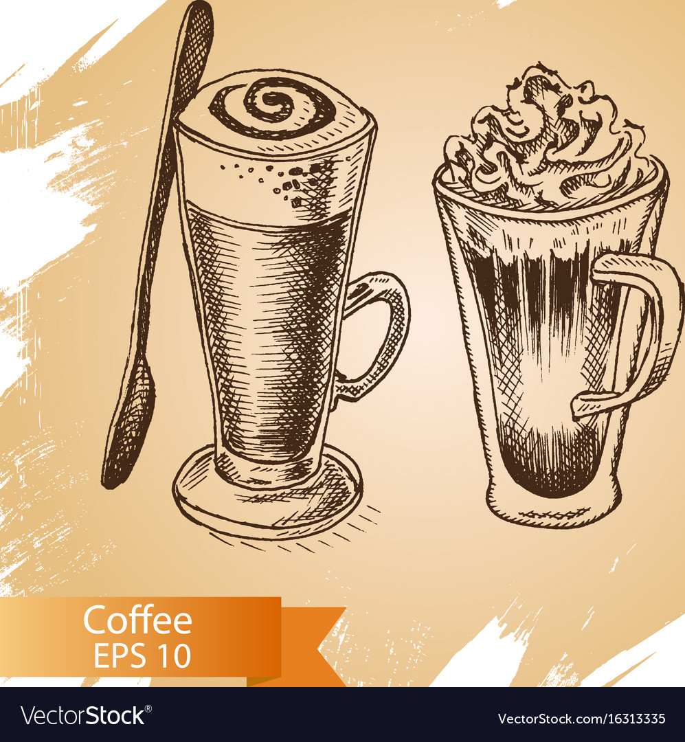 Sketch - coffee Royalty Free Vector Image - VectorStock