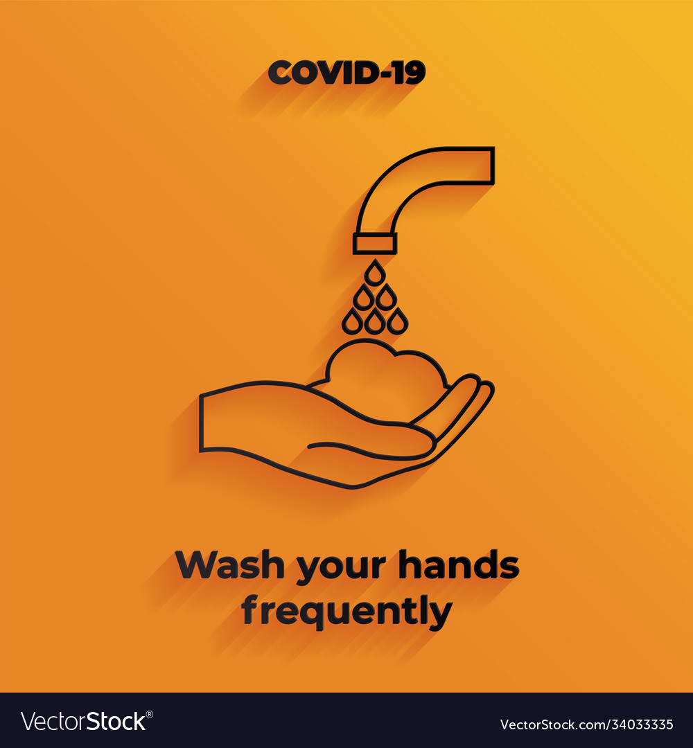 Wash Your Hands Frequently - Line Icon Royalty Free Vector