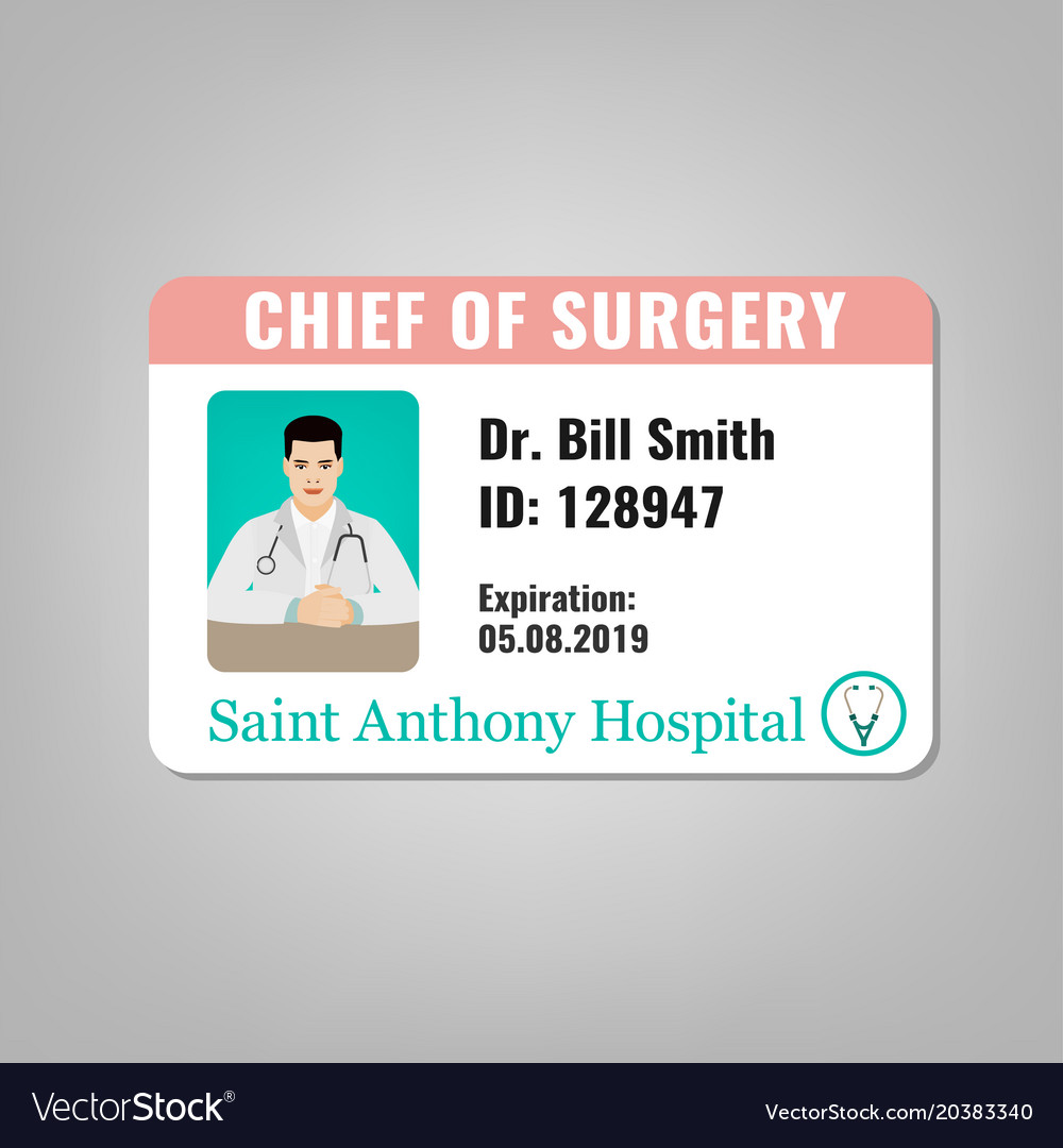 Doctor id card Royalty Free Vector Image - VectorStock Regarding Doctor Id Card Template