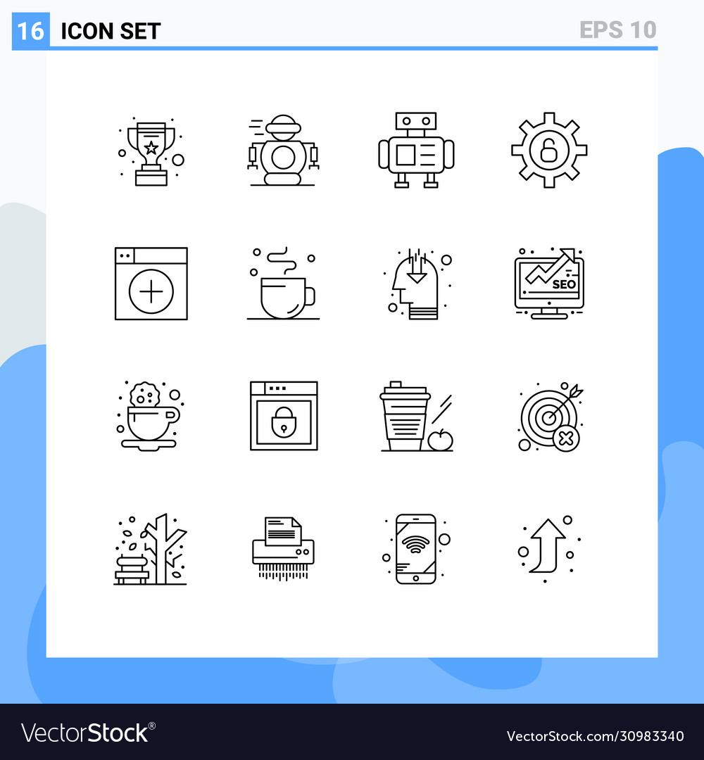 Set 16 modern ui icons symbols signs Royalty Free Vector