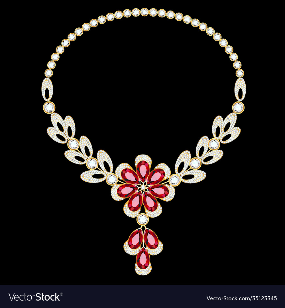 A jewelry female gold necklace with precious Vector Image