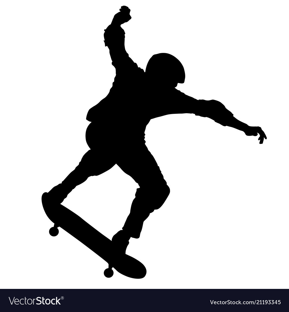 Black silhouette of an athlete skateboarder Vector Image