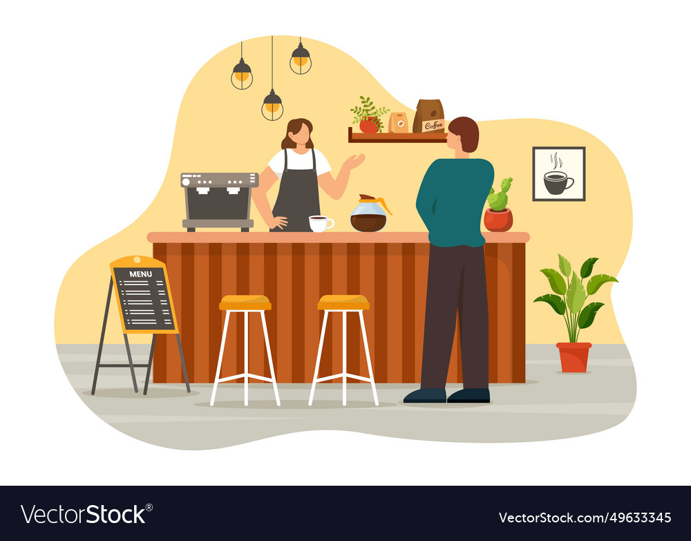 Coffee shop with interior and furniture suitable Vector Image