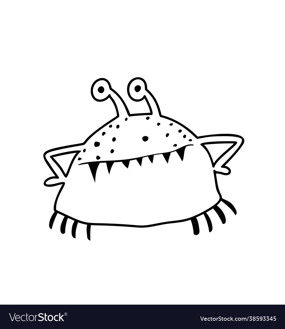 Cute crab or shellfish monster coloring page Vector Image