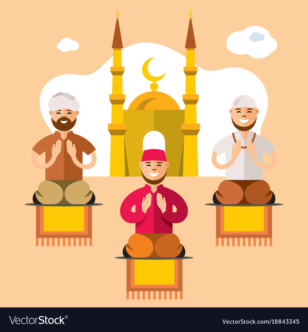 Islam islamic prayers flat style colorful