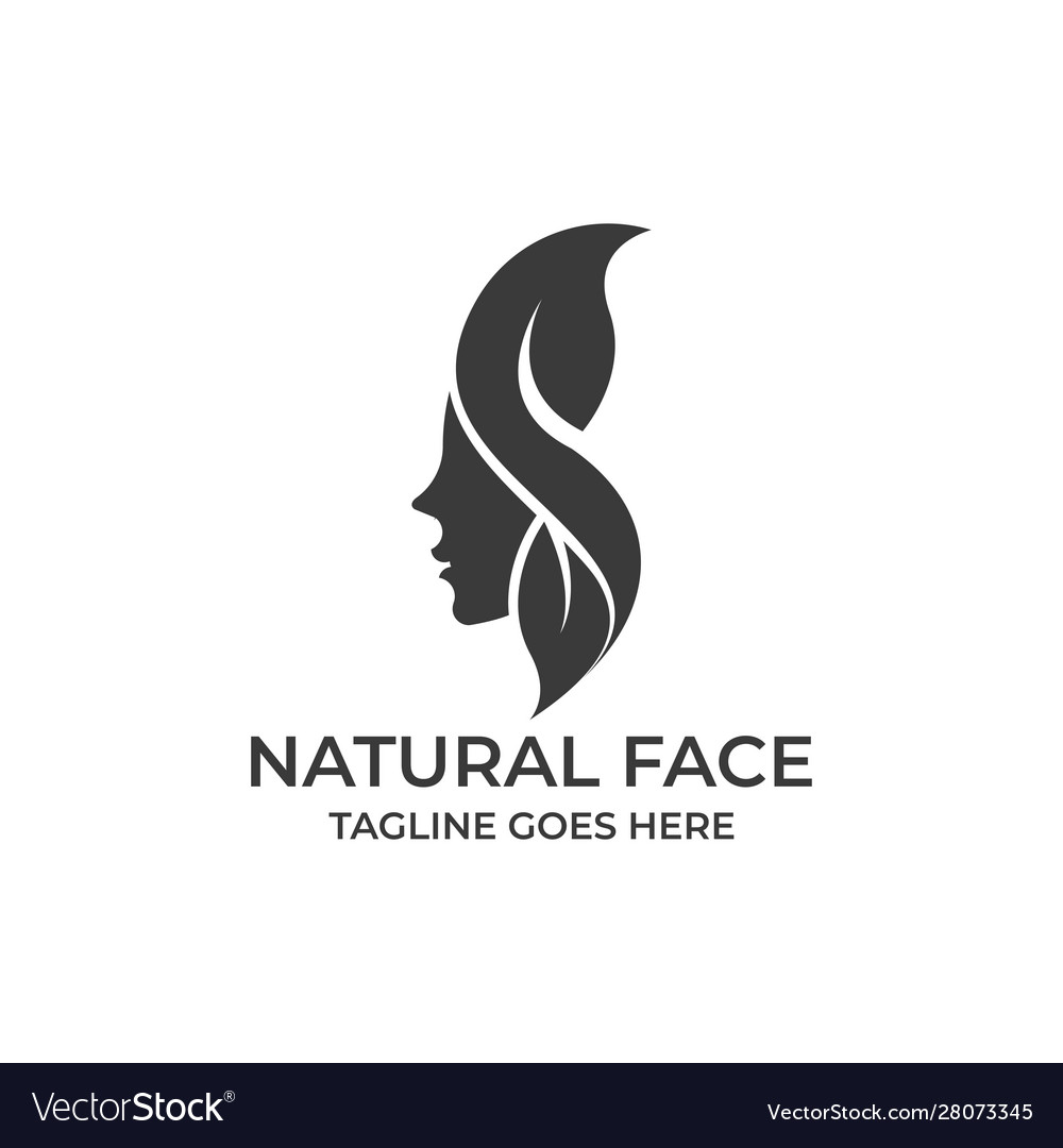 Natural face design silhouette concept template