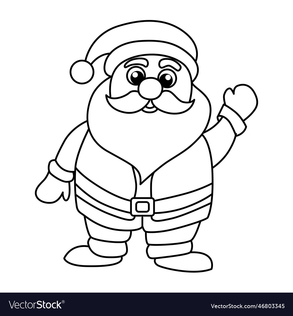 Santa claus cartoon coloring page for Royalty Free Vector