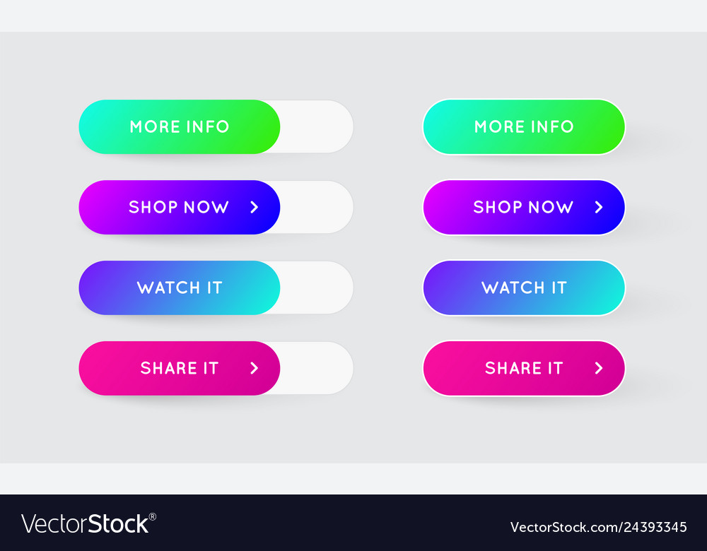 Set of modern gradient app or game buttons trendy Vector Image